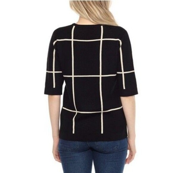 Wrapper Women's Elbow Sleeve Sweater Black Window Pane XL NWT - Picture 3 of 3